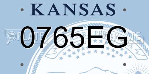 0765EG Kansas License Plate