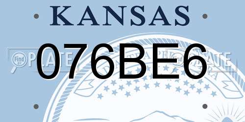 076BE6 Kansas License Plate