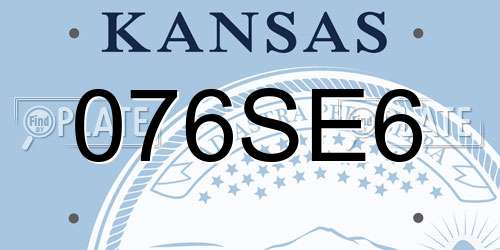 076SE6 Kansas License Plate