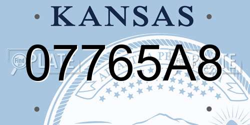 07765A8 Kansas License Plate
