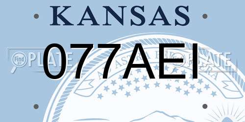 077AEI Kansas License Plate
