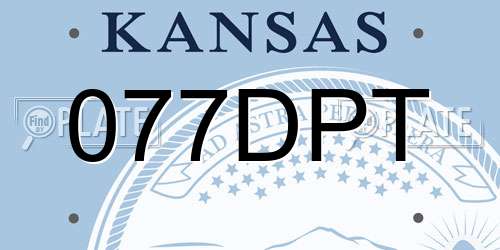 077DPT Kansas License Plate
