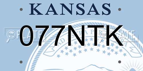 077NTK Kansas License Plate