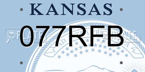 077RFB Kansas License Plate