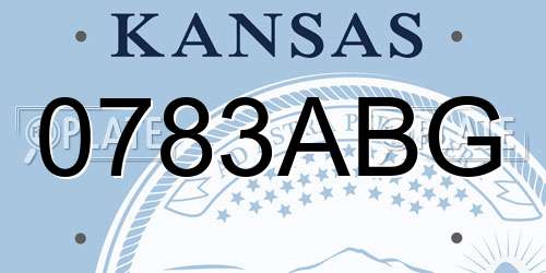 0783ABG Kansas License Plate