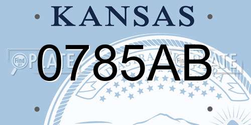 0785AB Kansas License Plate