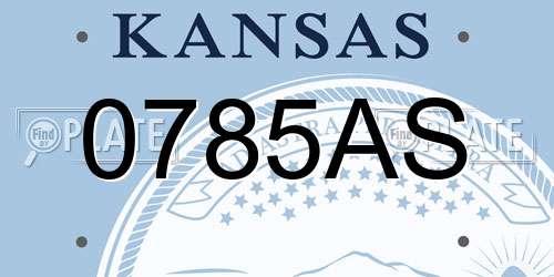 0785AS Kansas License Plate