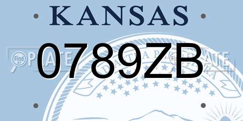 0789ZB Kansas License Plate