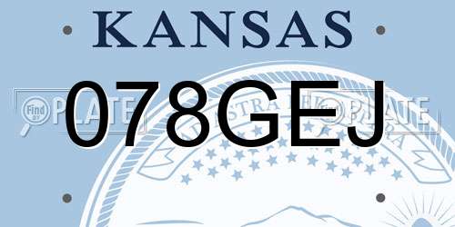 078GEJ Kansas License Plate