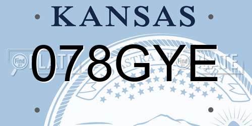 078GYE Kansas License Plate