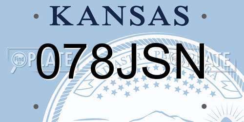 078JSN Kansas License Plate