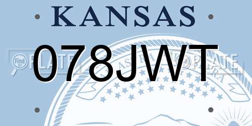 078JWT Kansas License Plate