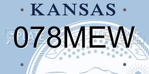 078MEW Kansas License Plate