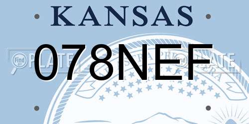 078NEF Kansas License Plate