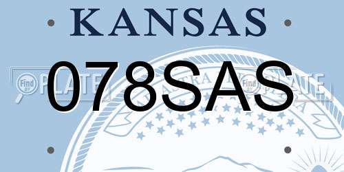 078SAS Kansas License Plate