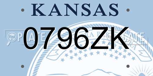 0796ZK Kansas License Plate