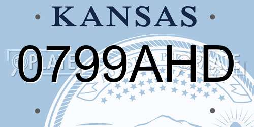 0799AHD Kansas License Plate