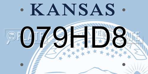 079HD8 Kansas License Plate