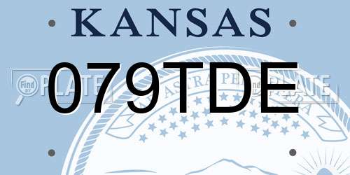 079TDE Kansas License Plate