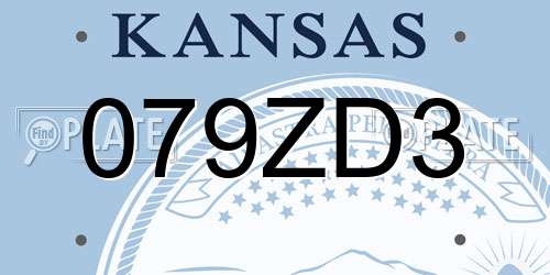 079ZD3 Kansas License Plate