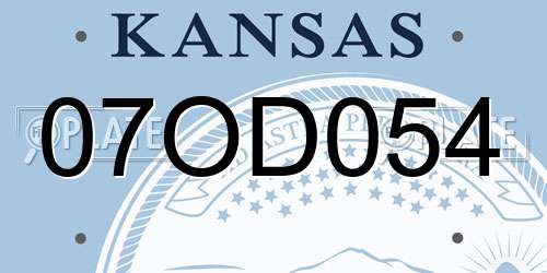 07OD054 Kansas License Plate