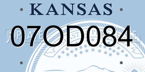 07OD084 Kansas License Plate
