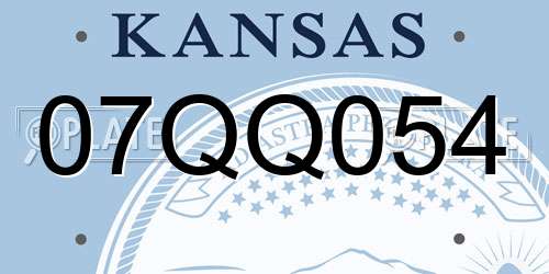 07QQ054 Kansas License Plate