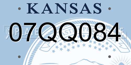 07QQ084 Kansas License Plate