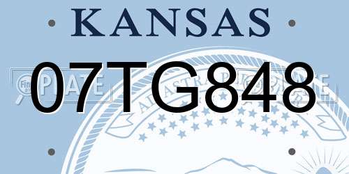 07TG848 Kansas License Plate