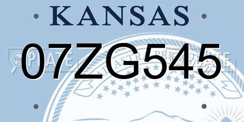 07ZG545 Kansas License Plate