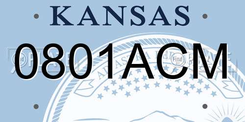 0801ACM Kansas License Plate