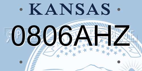 0806AHZ Kansas License Plate