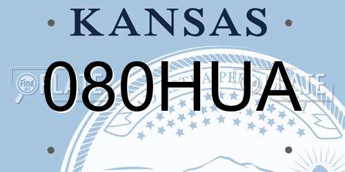 080HUA Kansas License Plate