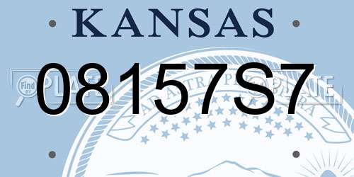 08157S7 Kansas License Plate