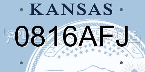 0816AFJ Kansas License Plate