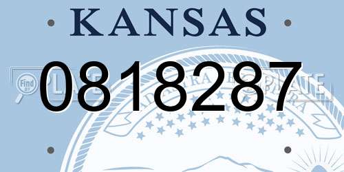 0818287 Kansas License Plate