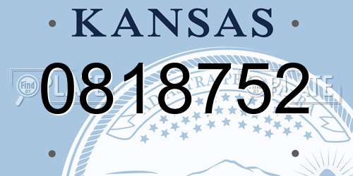 0818752 Kansas License Plate