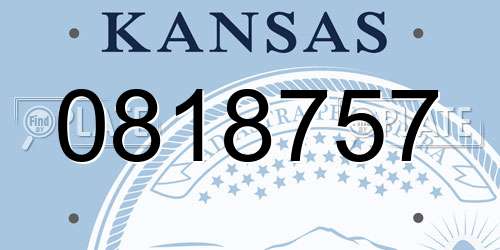 0818757 Kansas License Plate