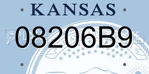 08206B9 Kansas License Plate