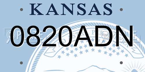 0820ADN Kansas License Plate