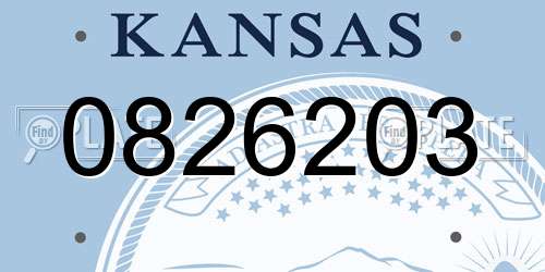 0826203 Kansas License Plate