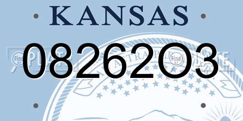 08262O3 Kansas License Plate