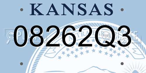 08262Q3 Kansas License Plate
