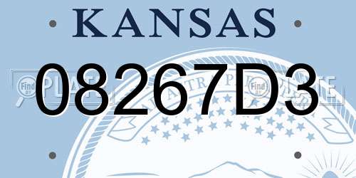 08267D3 Kansas License Plate