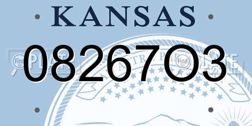 08267O3 Kansas License Plate