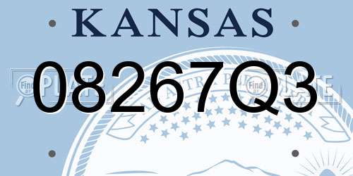08267Q3 Kansas License Plate
