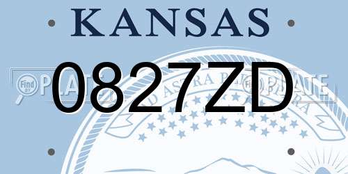 0827ZD Kansas License Plate