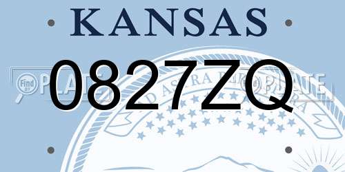 0827ZQ Kansas License Plate