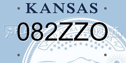 082ZZO Kansas License Plate