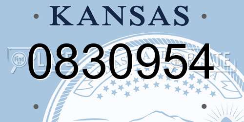 0830954 Kansas License Plate